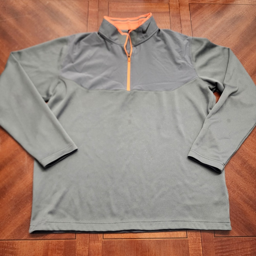 Nike Pullover Mens Large Gray Orange Dri-FIT Tour Performance Quarter Zip Golf